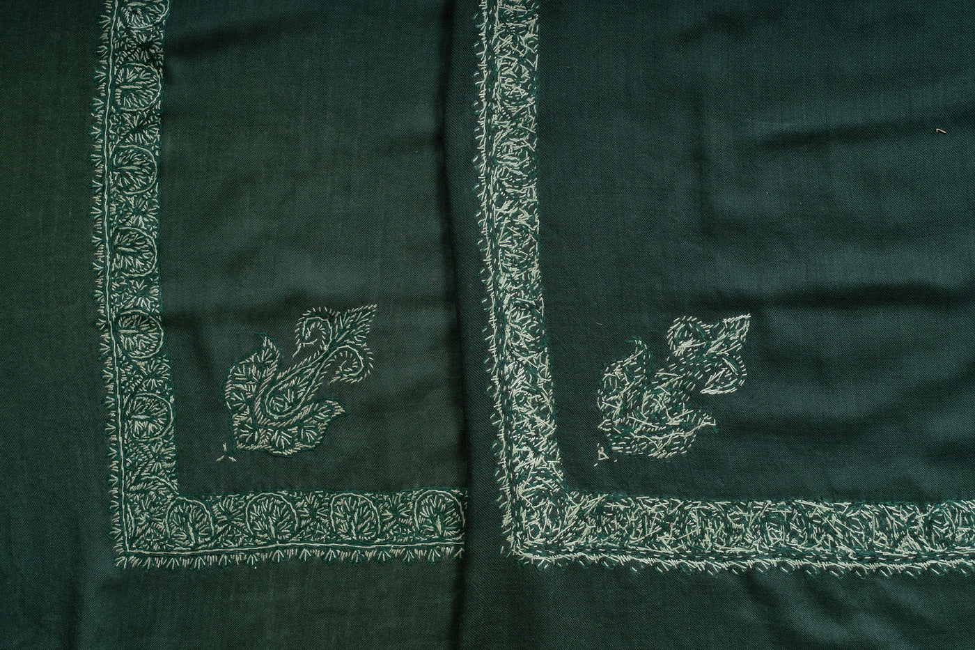Emerald Whisper Rumal — Sozni Hand Embroidered