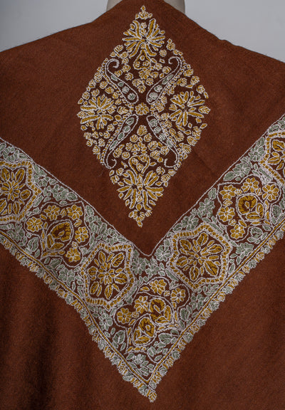 Amber Bloom Rumal — Sozni Hand Embroidered