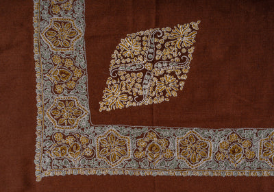 Amber Bloom Rumal — Sozni Hand Embroidered
