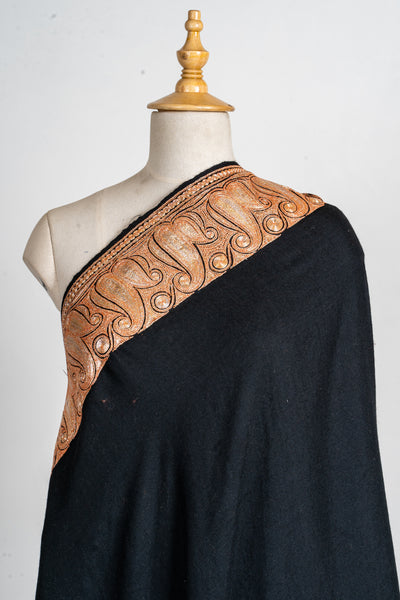 Noir Splendor Tilla Embroidered Merino Wool Shawl