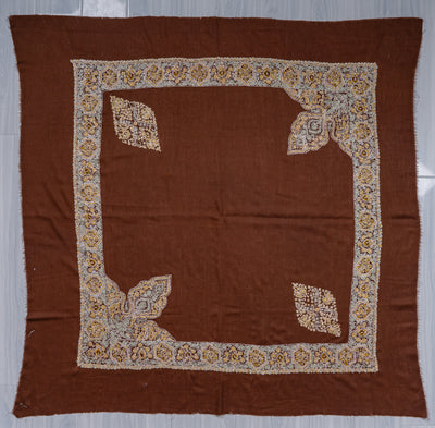 Amber Bloom Rumal — Sozni Hand Embroidered