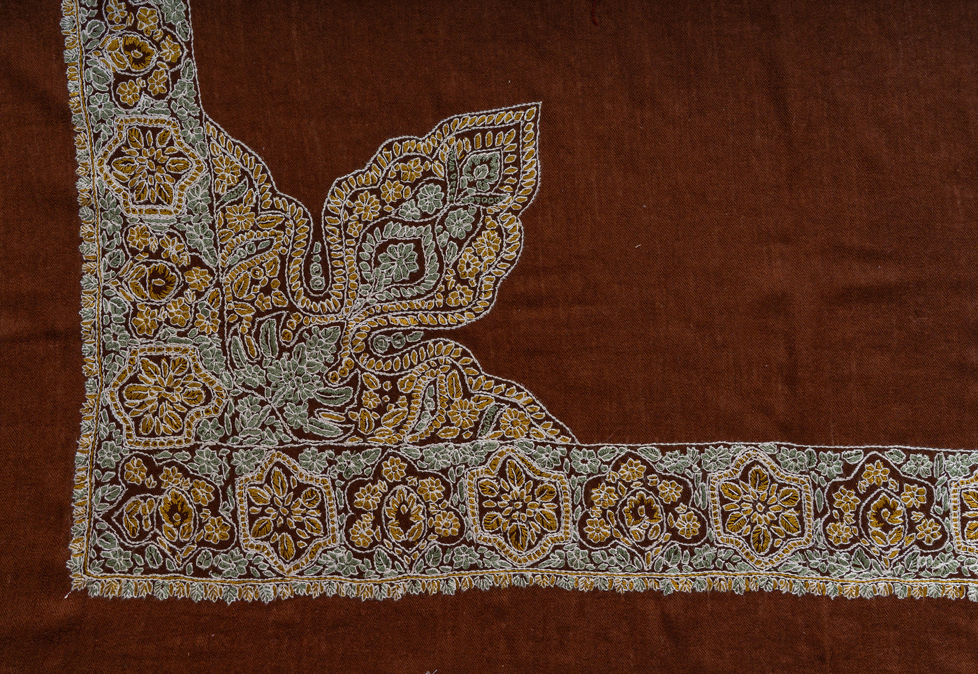 Amber Bloom Rumal — Sozni Hand Embroidered