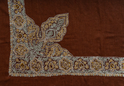 Amber Bloom Rumal — Sozni Hand Embroidered