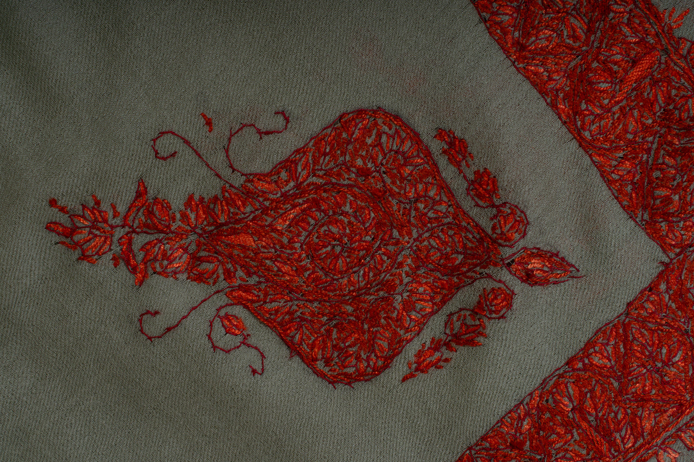Olive Ember Rumal — Sozni Hand Embroidered