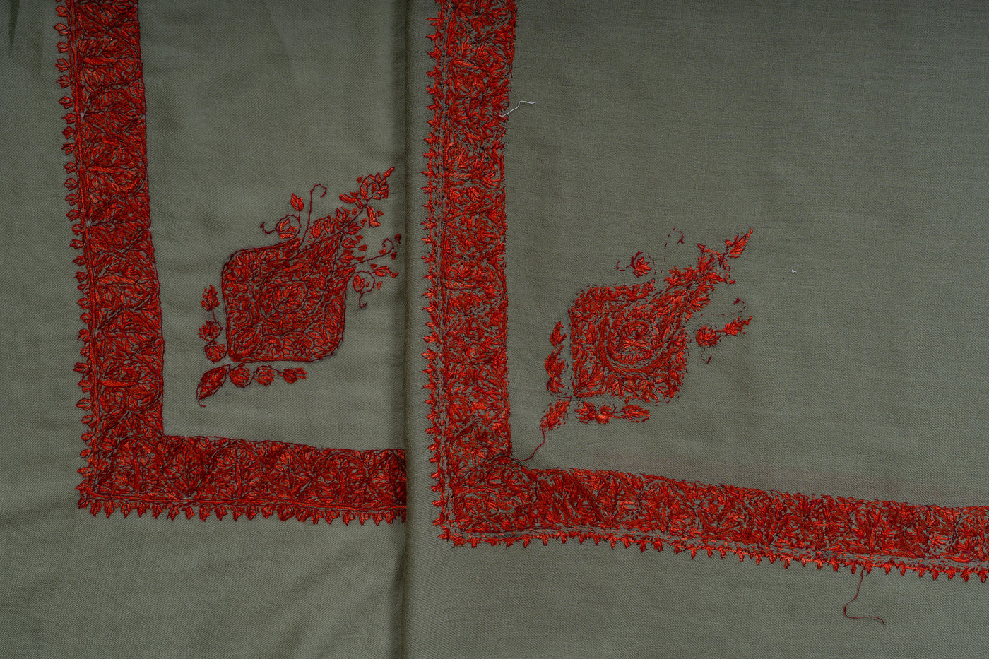 Olive Ember Rumal — Sozni Hand Embroidered