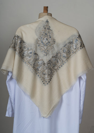 Frosted Pearl Rumal — Sozni Hand Embroidered