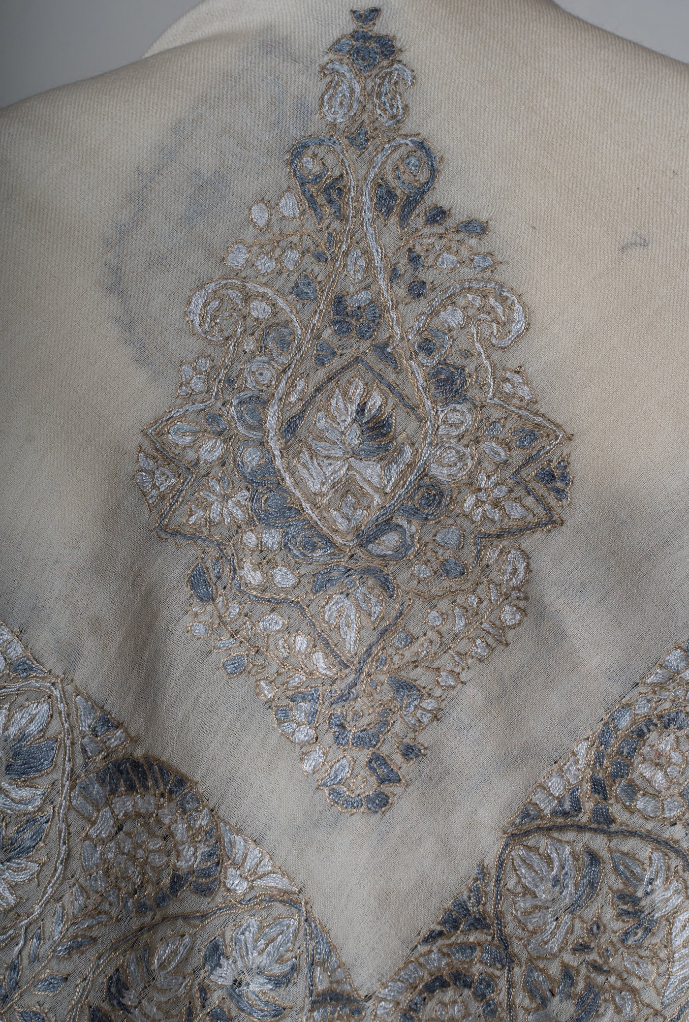 Frosted Pearl Rumal — Sozni Hand Embroidered