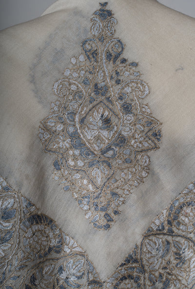 Frosted Pearl Rumal — Sozni Hand Embroidered