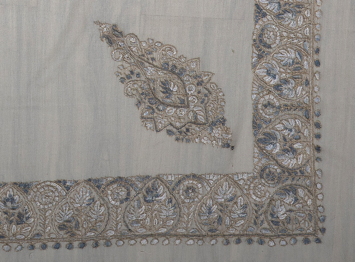 Frosted Pearl Rumal — Sozni Hand Embroidered