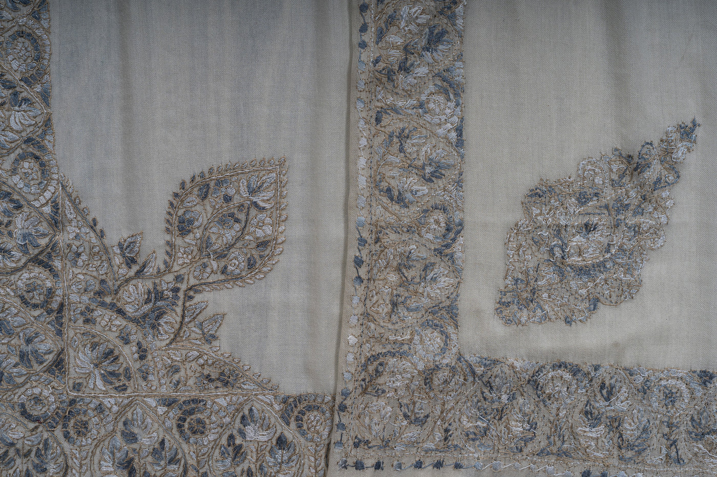 Frosted Pearl Rumal — Sozni Hand Embroidered