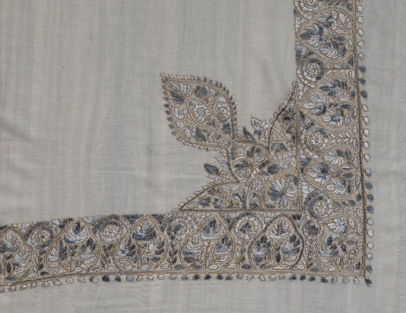 Frosted Pearl Rumal — Sozni Hand Embroidered