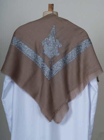 Mocha Frost Rumal — Sozni Hand Embroidered