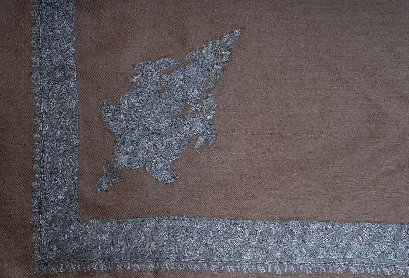 Mocha Frost Rumal — Sozni Hand Embroidered