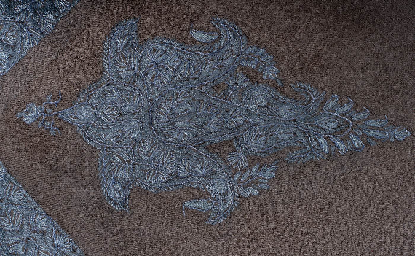 Mocha Frost Rumal — Sozni Hand Embroidered