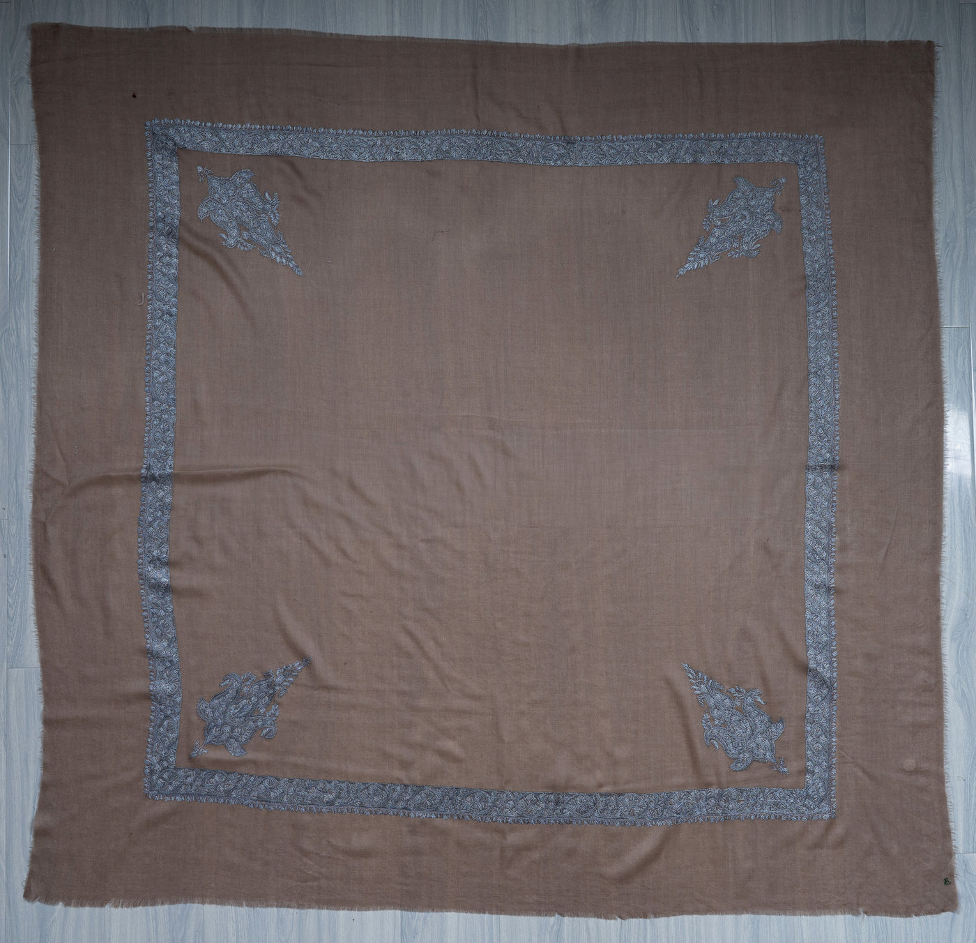 Mocha Frost Rumal — Sozni Hand Embroidered