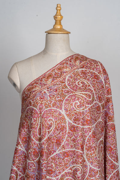 Floral Symphony Majestic Hand-Embroidered Sozni Pure Pashmina shawl