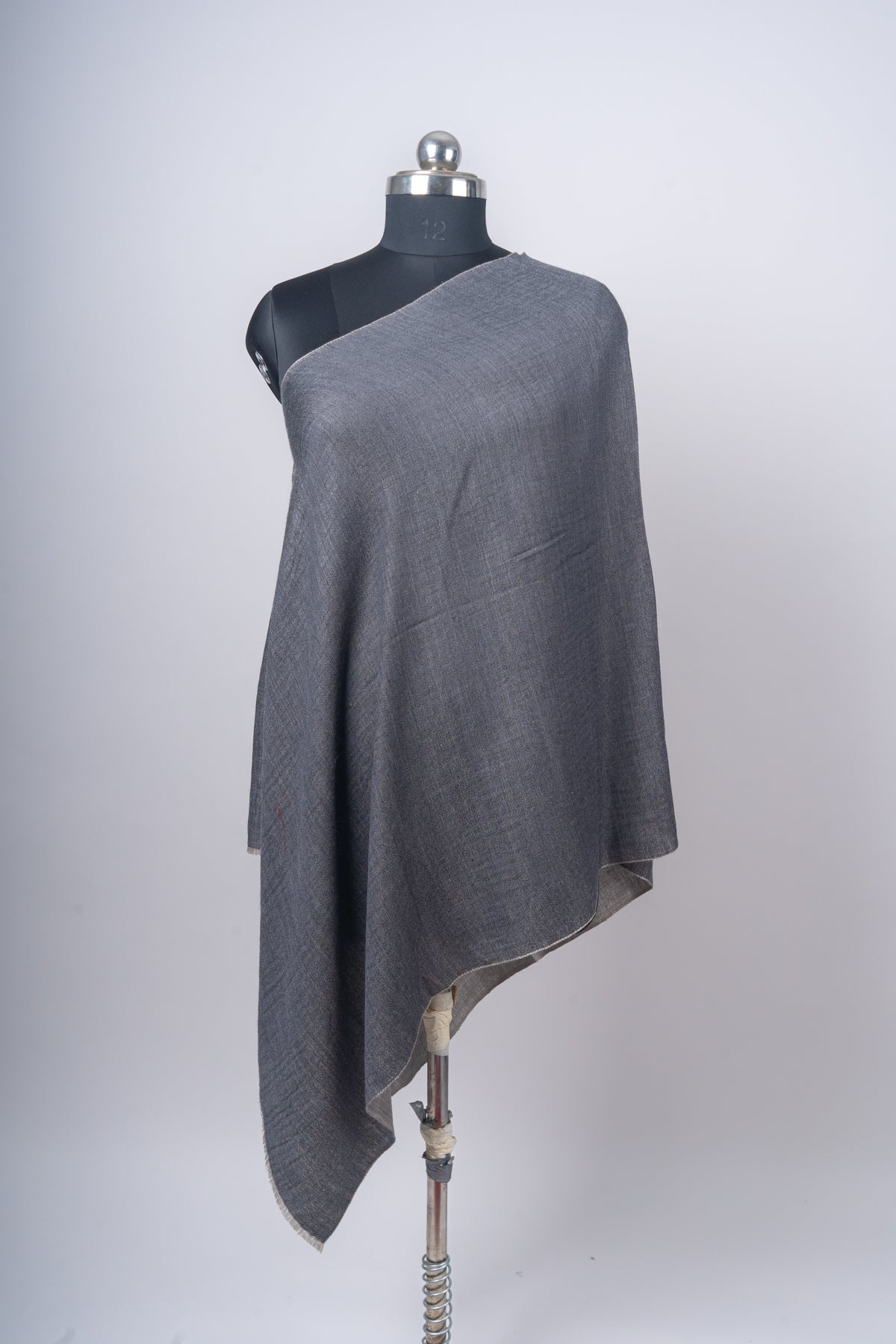 Raakh-e-Noor: Reversible Merino Wool Stole in Coal & Ivory Ash