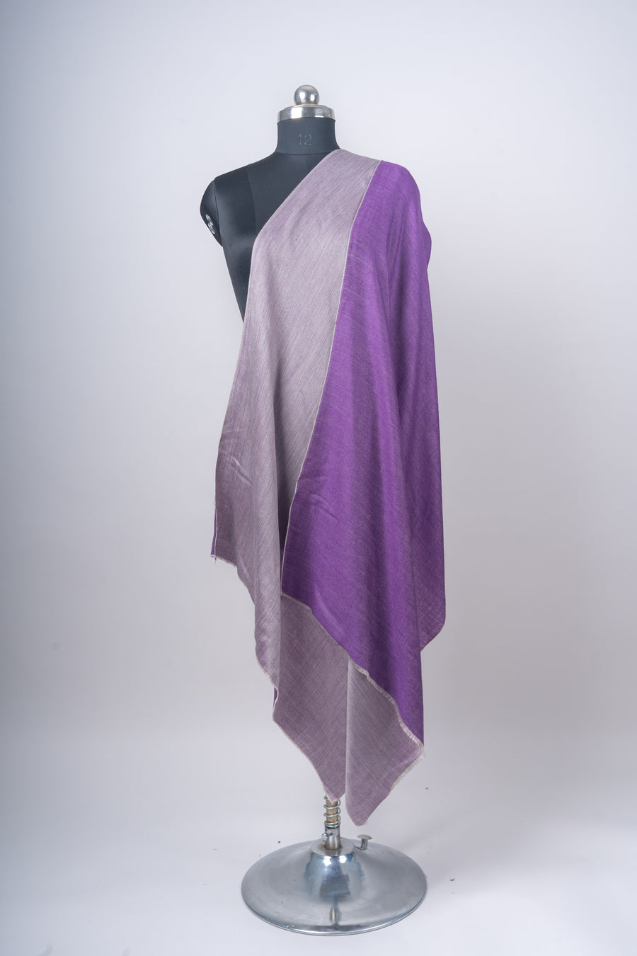 Raat Ki Rani: Reversible Merino Wool Stole in Purple & Ash