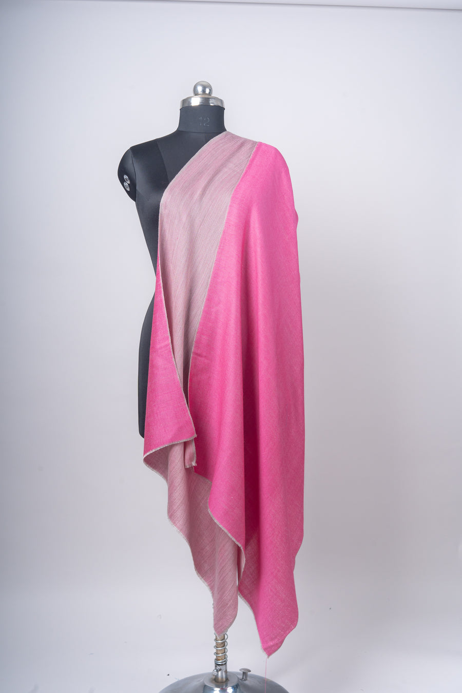 Gulaabi Safar: Reversible Merino Wool Stole in Rose Blush & Candy Pink