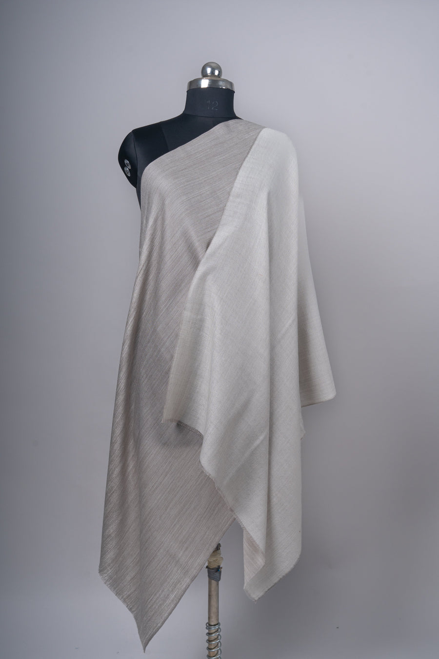Reversible Merino Wool Stole – Subah-O-Shaam in Ivory & Taupe