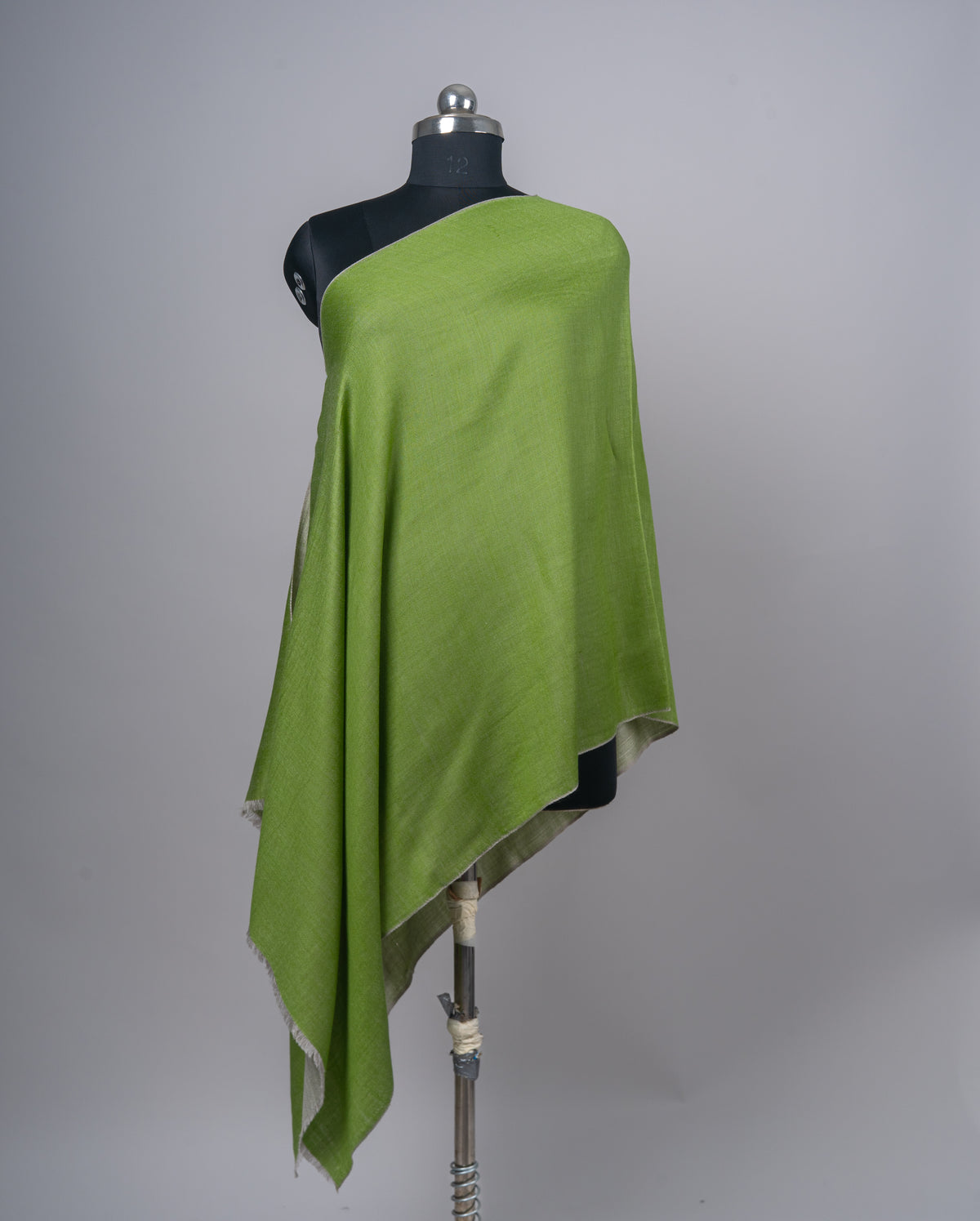 Zaitoon Aura – Reversible Merino Wool Stole in Olive & Mist Grey