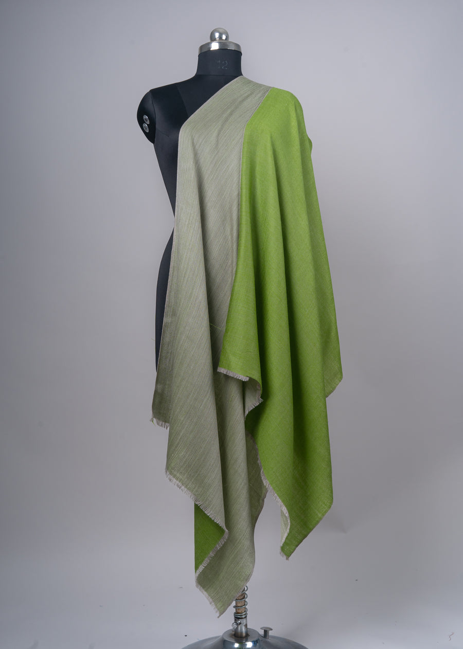 Zaitoon Aura – Reversible Merino Wool Stole in Olive & Mist Grey
