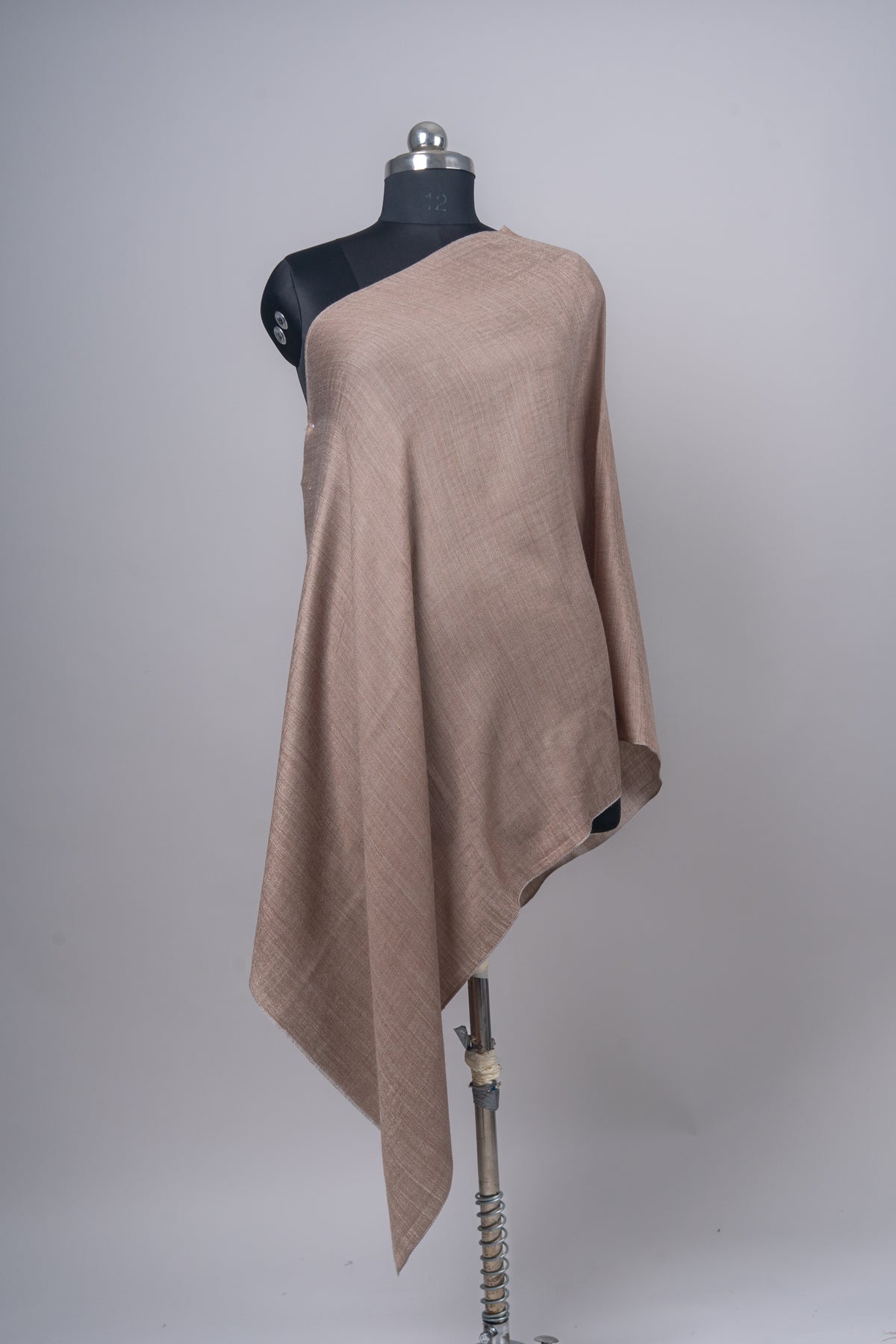 Subh-e-Narm – Reversible Merino Wool Stole in Almond Beige & Ash Grey
