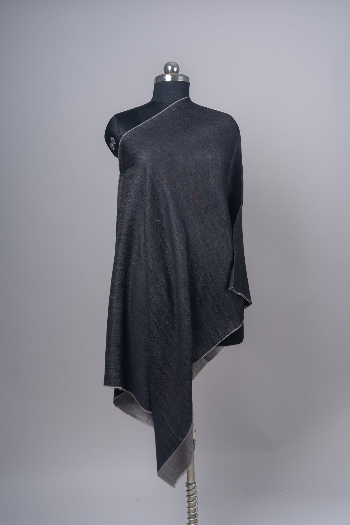 Noir-e-Koh – Reversible Merino Wool Stole in Charcoal Black & Slate Grey