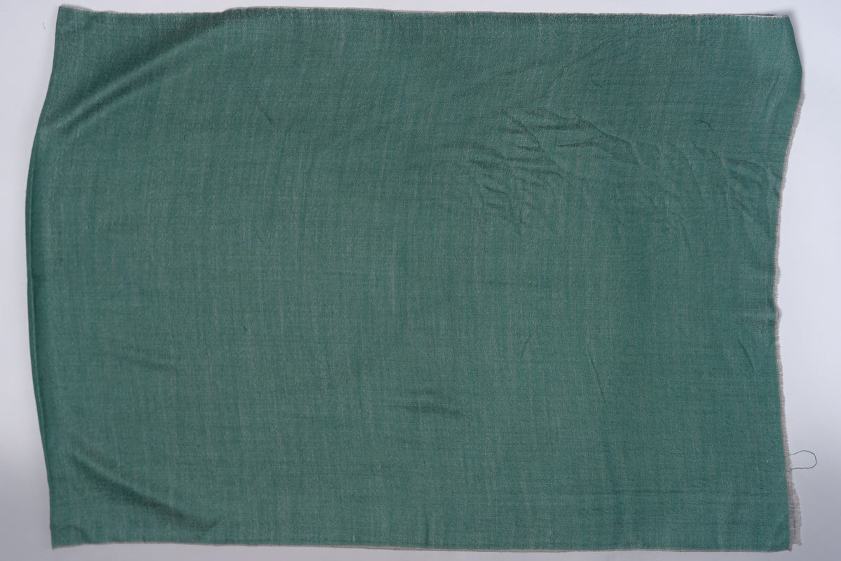 Sabz Roshan: Reversible Merino Wool Stole in Emerald & Silver Mist