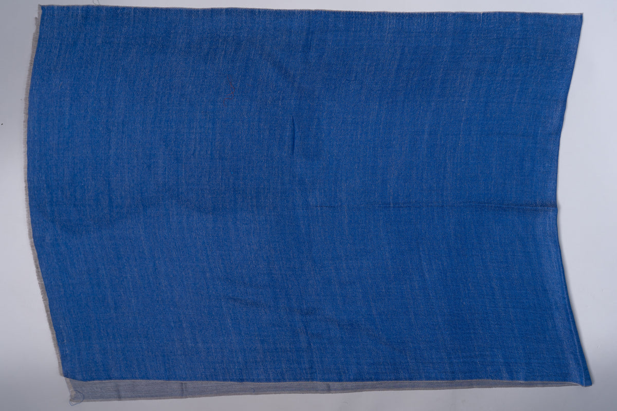 Neela Aab: Reversible Merino Wool Stole in Sapphire & Frost Grey