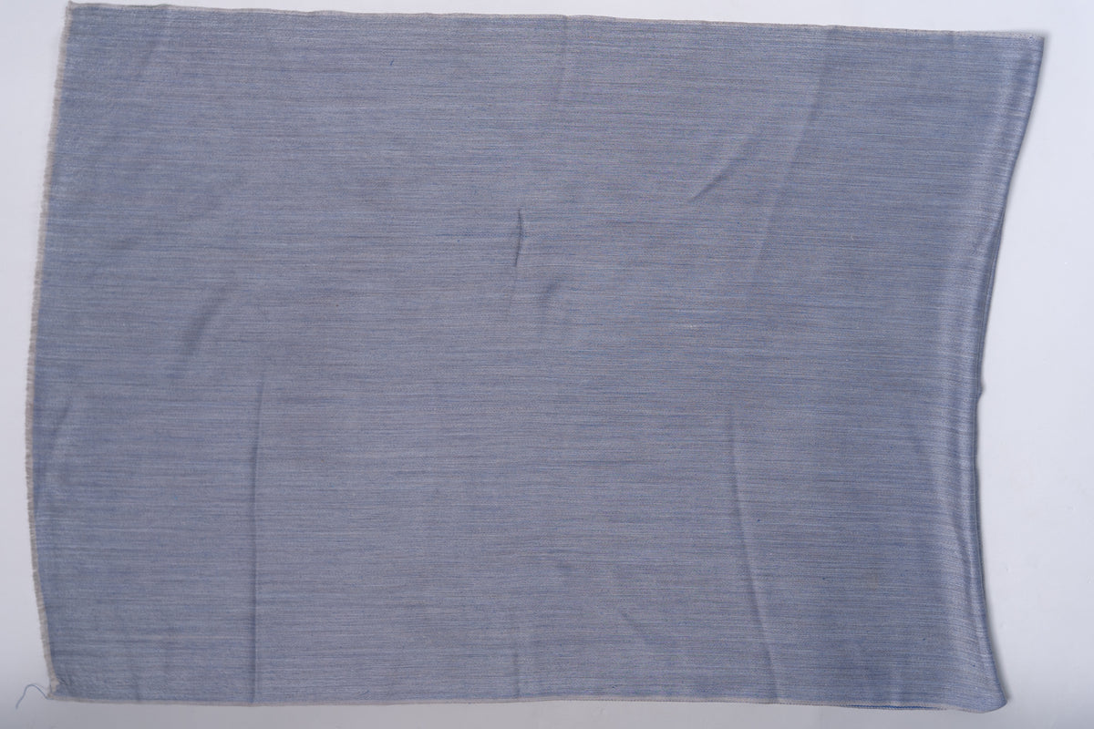 Neela Aab: Reversible Merino Wool Stole in Sapphire & Frost Grey