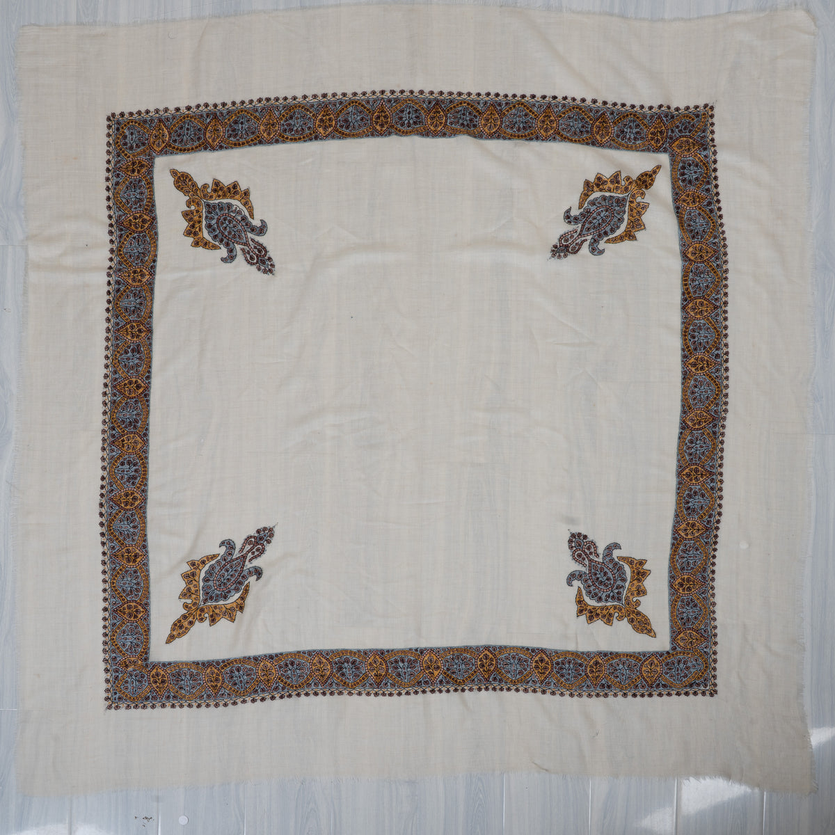 Zill-e-Neelam Hand-Embroidered Cashmere Men's Rumal