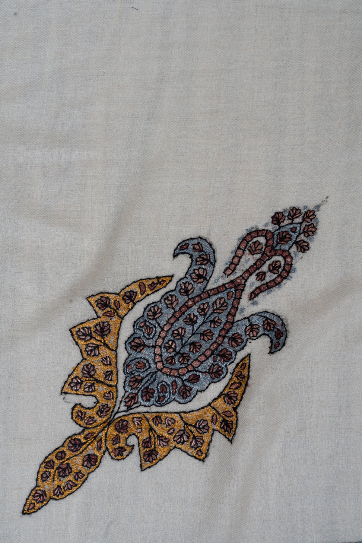 Zill-e-Neelam Hand-Embroidered Cashmere Men's Rumal