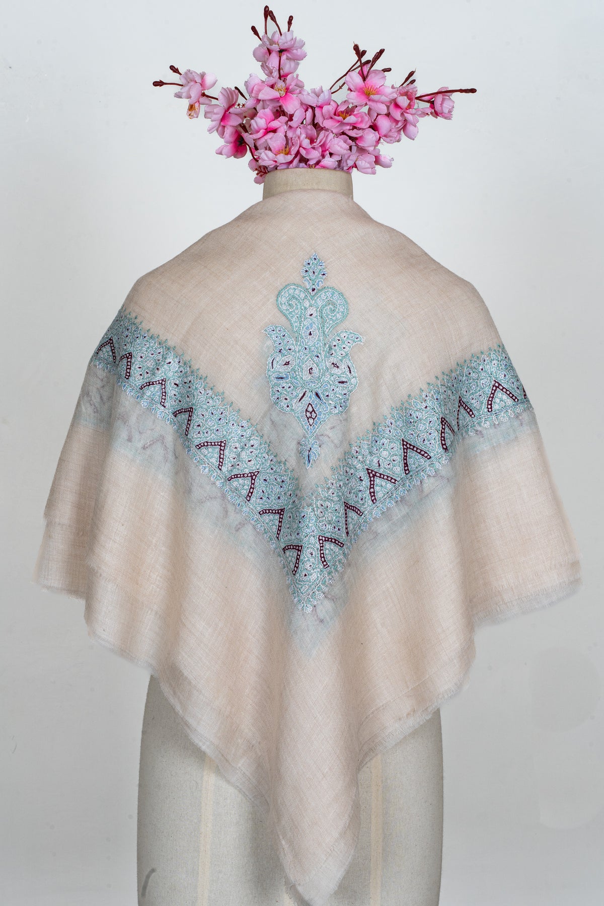Neel-e-Sukoon Hand-Embroidered Cashmere Men's Rumal