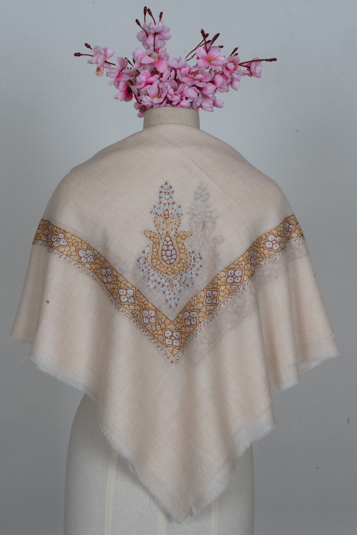 Amber Veil Cashmere Rumal — Sozni Hand Embroidered