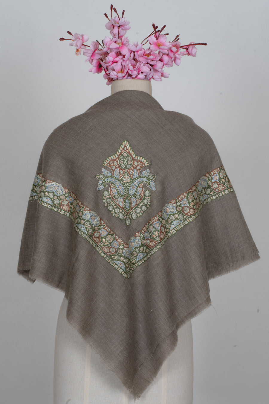 Walnut Crest Cashmere Rumal — Sozni Hand Embroidered