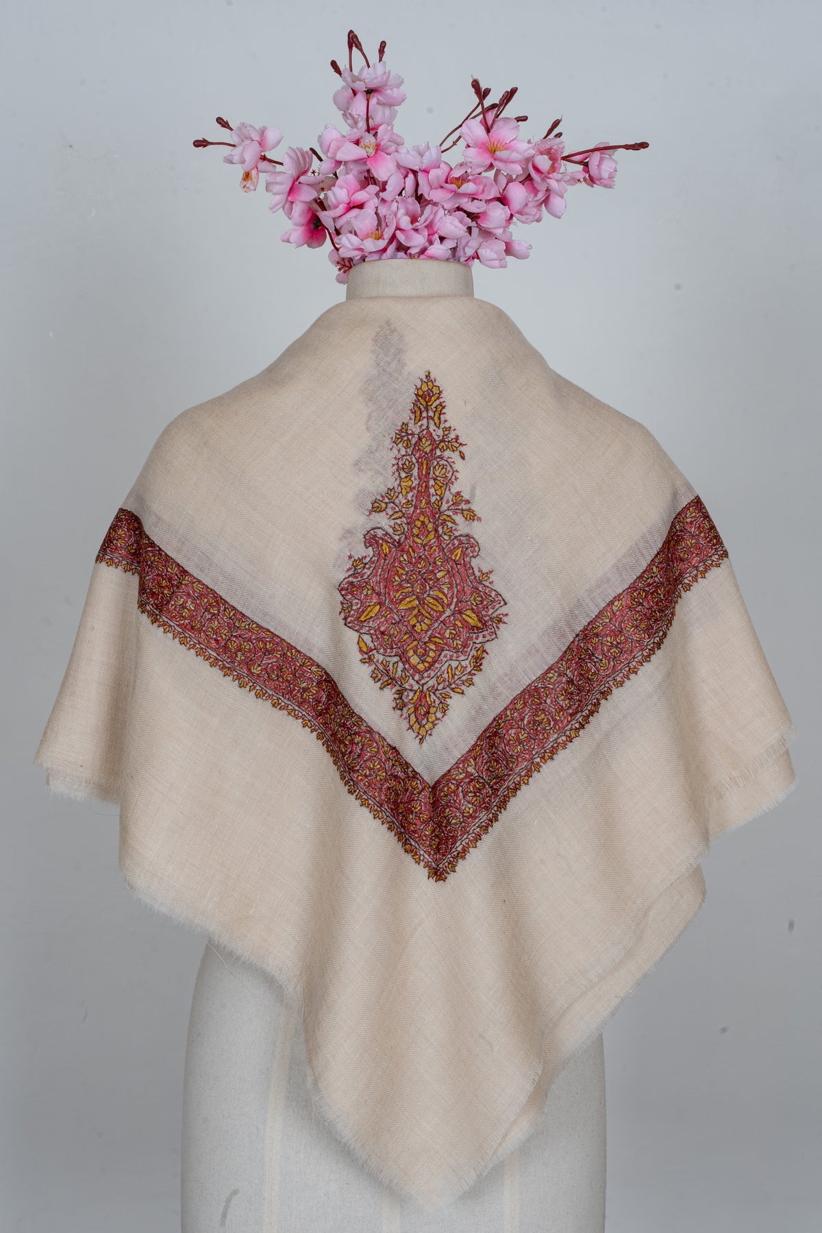 Crimson Heirloom Cashmere Rumal — Sozni Hand Embroidered