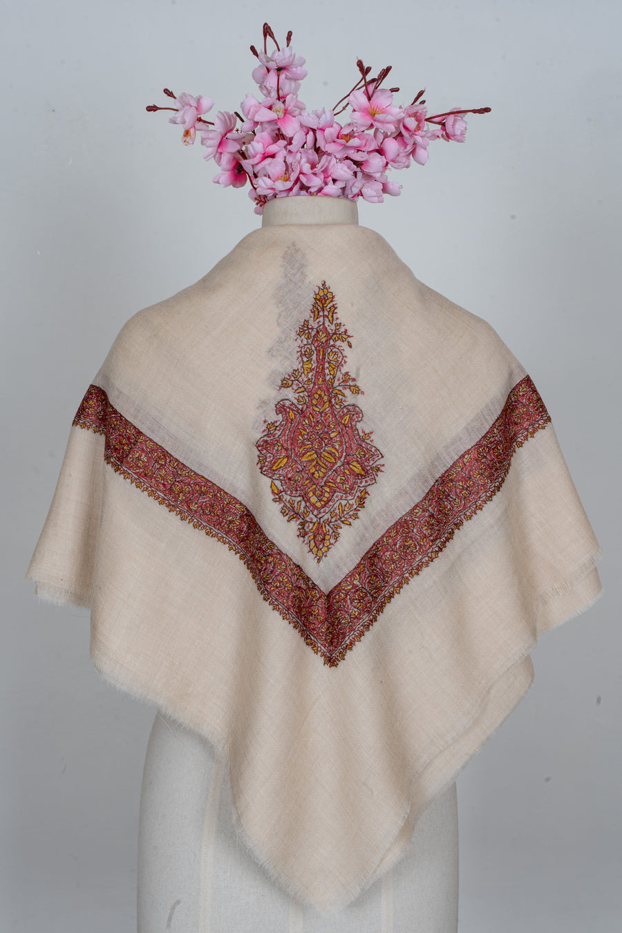 Crimson Heirloom Cashmere Rumal — Sozni Hand Embroidered