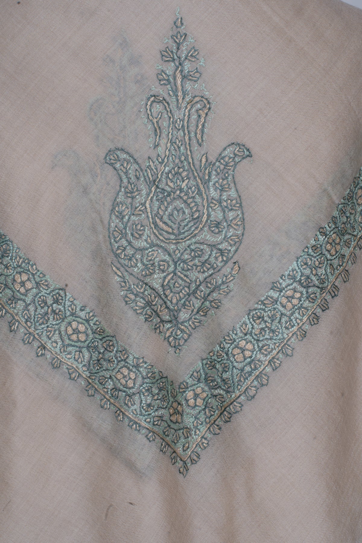 Mint Whisper Cashmere Rumal — Sozni Hand Embroidered