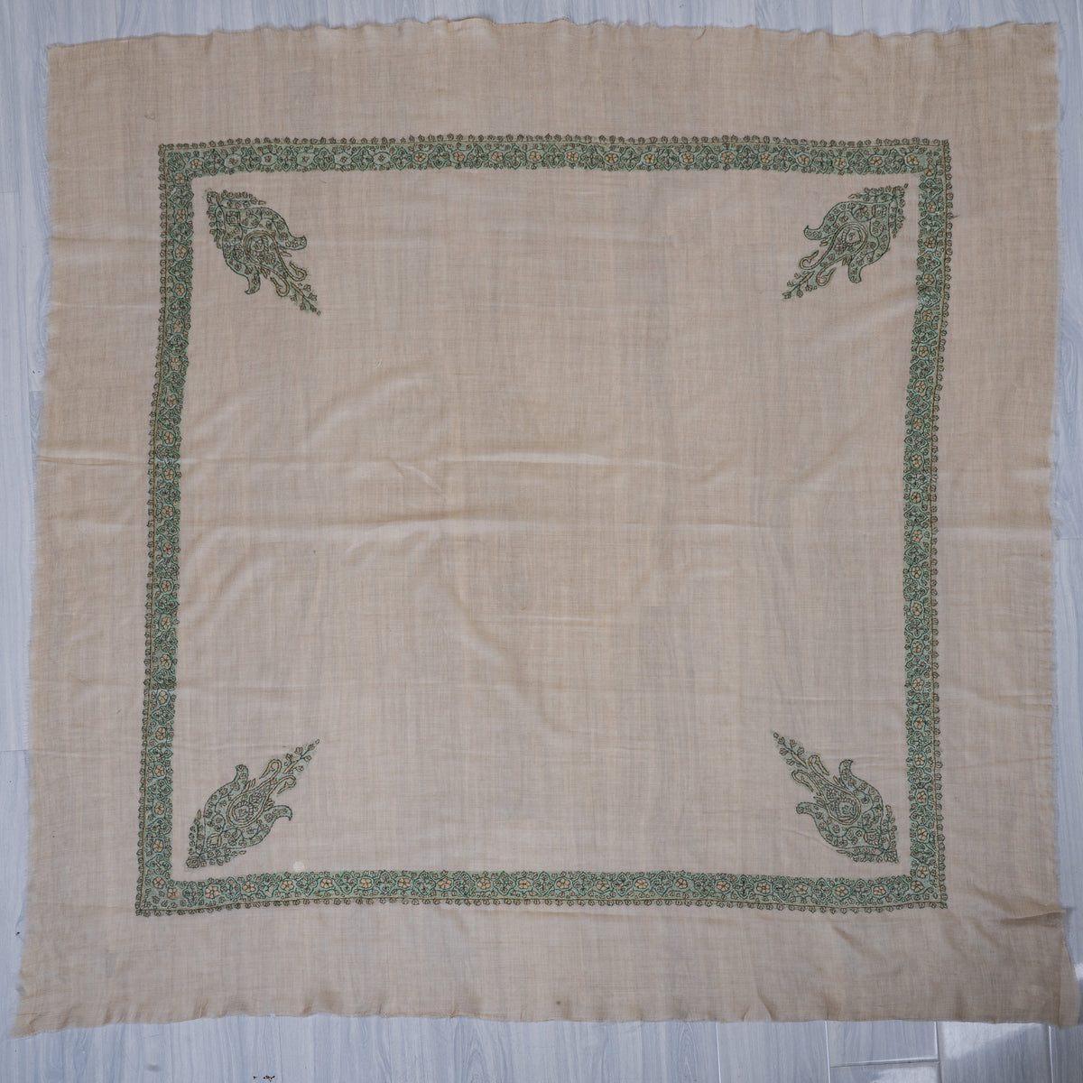Mint Whisper Cashmere Rumal — Sozni Hand Embroidered
