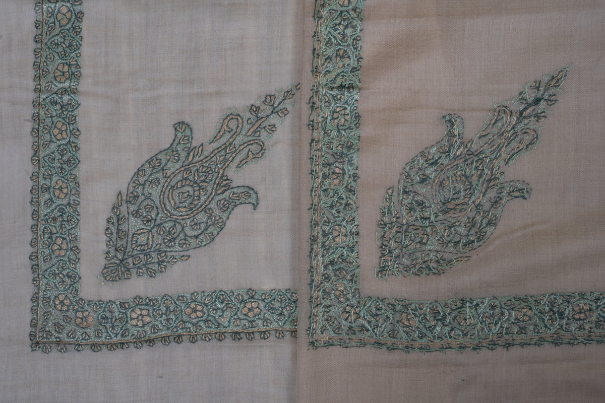Mint Whisper Cashmere Rumal — Sozni Hand Embroidered