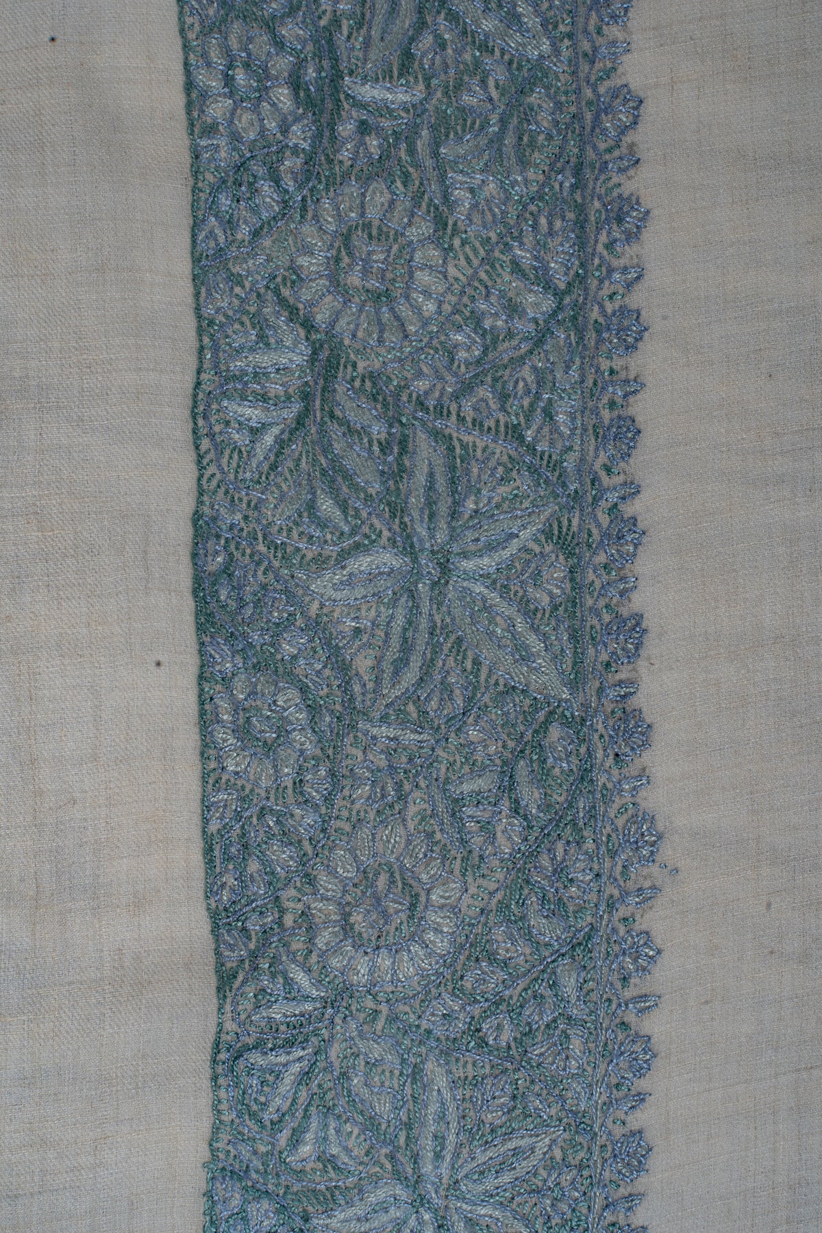 Frosted Azure Cashmere Rumal — Sozni Hand Embroidered