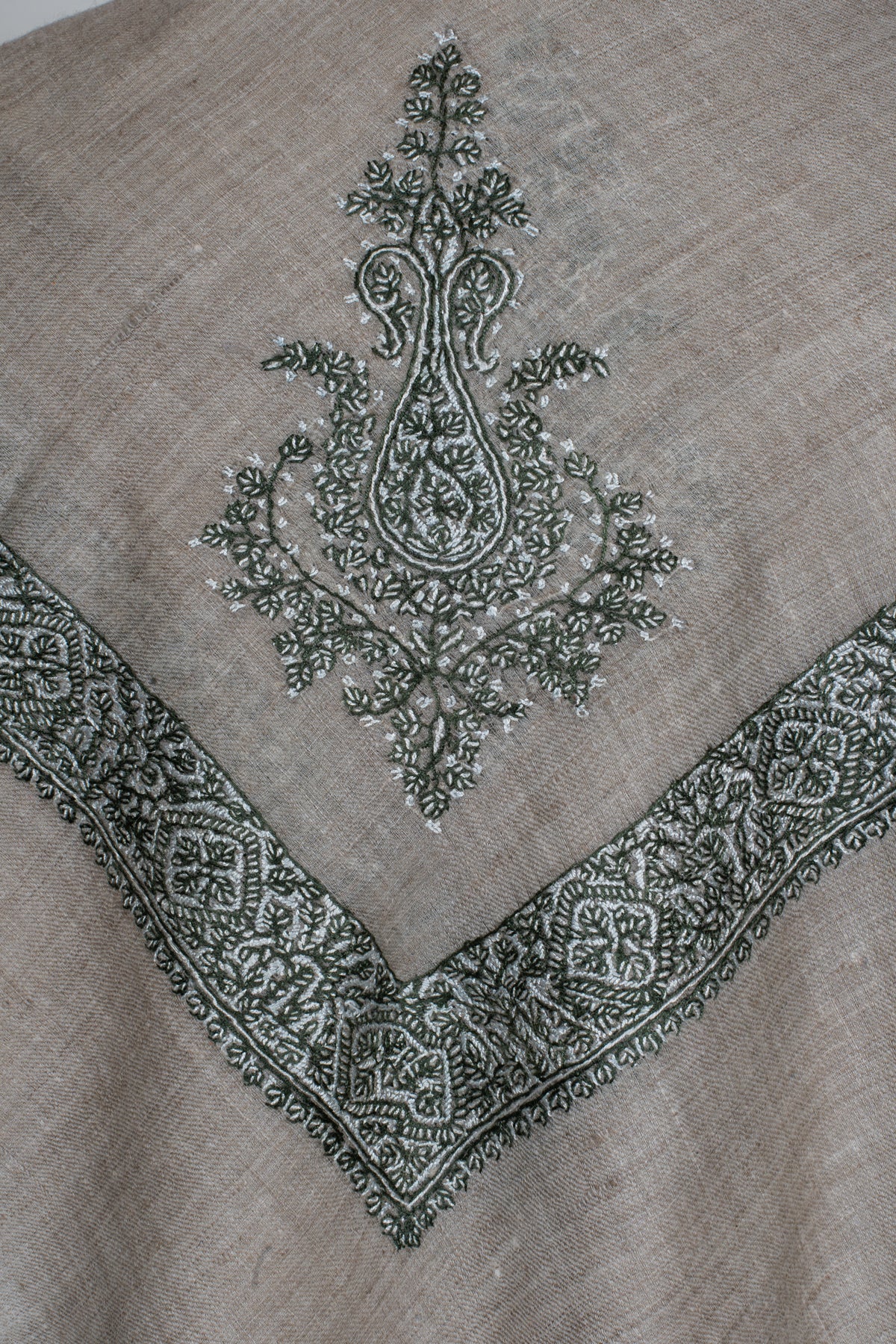 Ash Fern Cashmere Rumal — Sozni Hand Embroidered