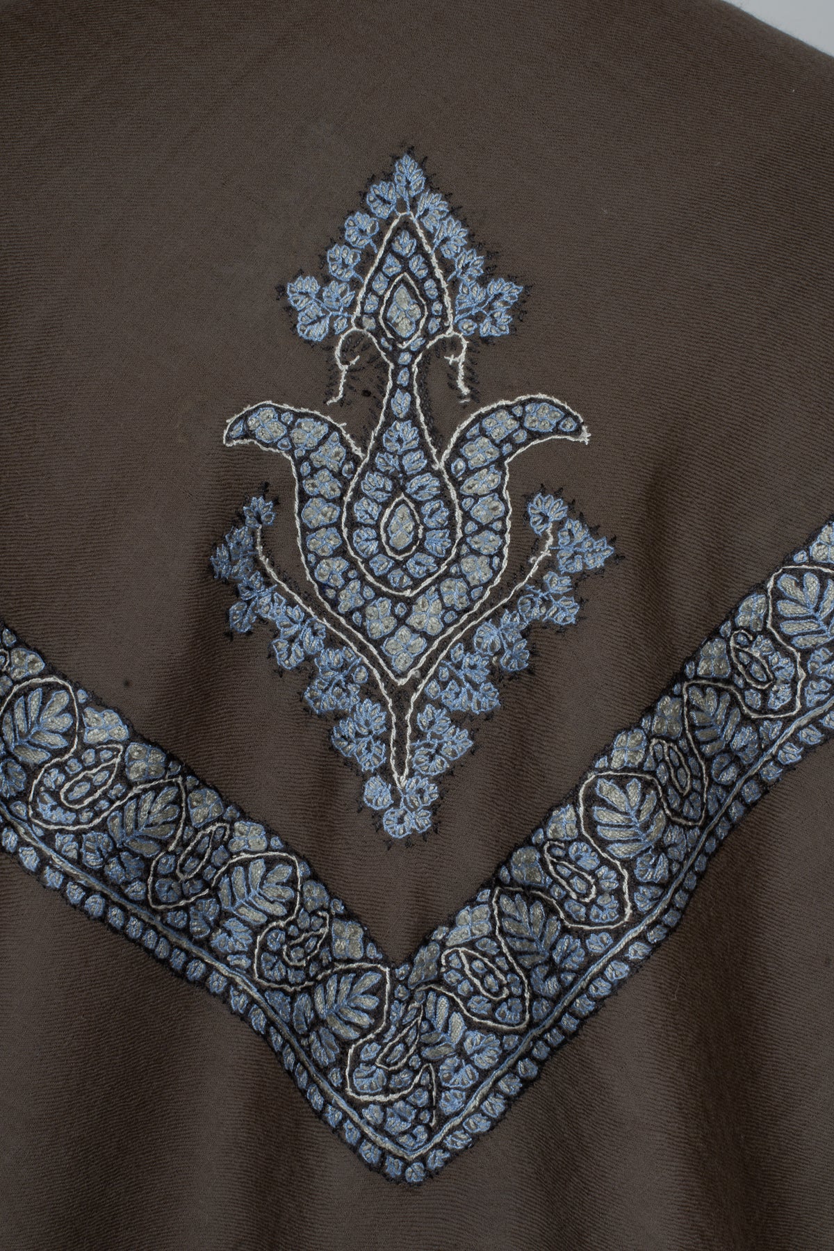 Mocha Frost Cashmere Rumal — Sozni Hand Embroidered