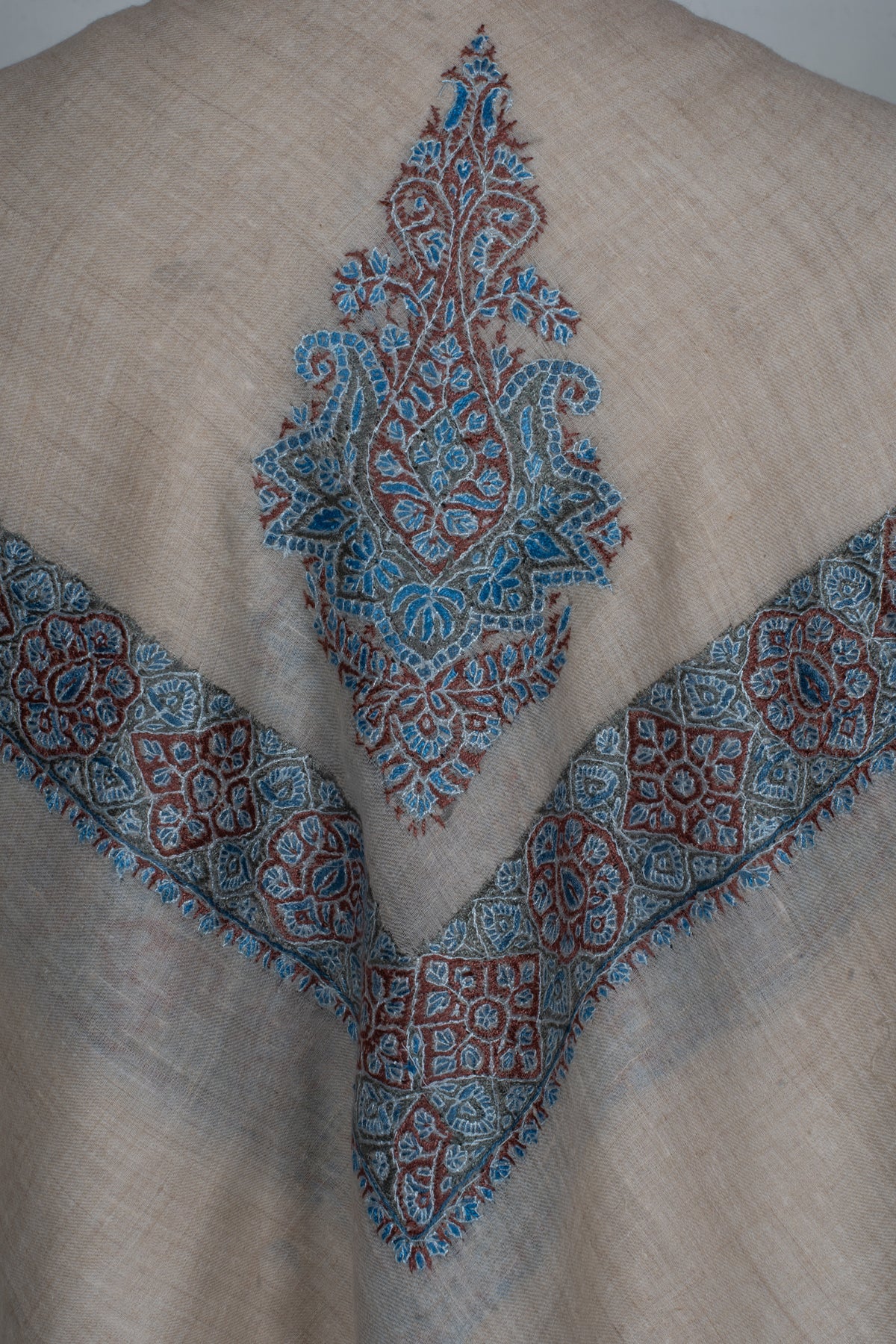 Glacier Rust Cashmere Rumal — Sozni Hand Embroidered