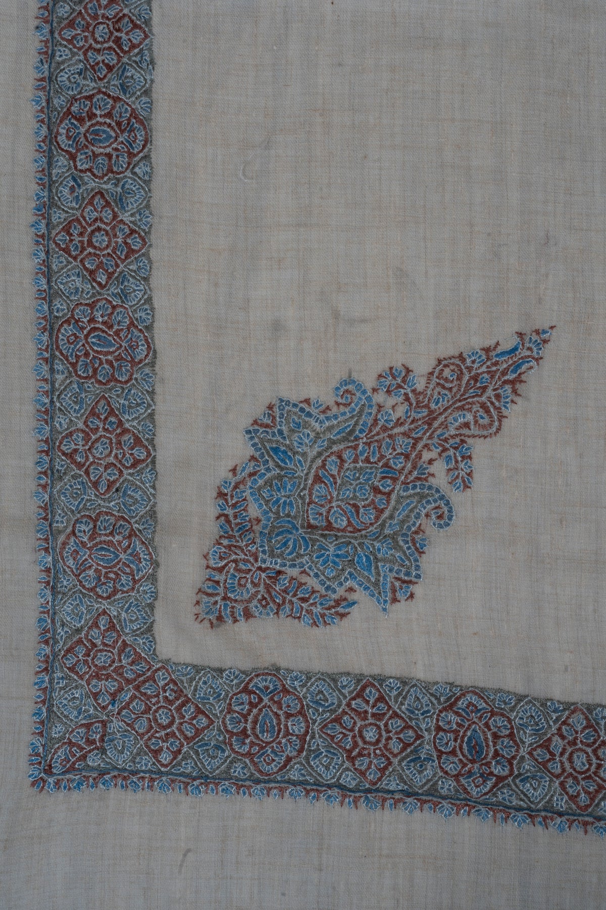 Glacier Rust Cashmere Rumal — Sozni Hand Embroidered