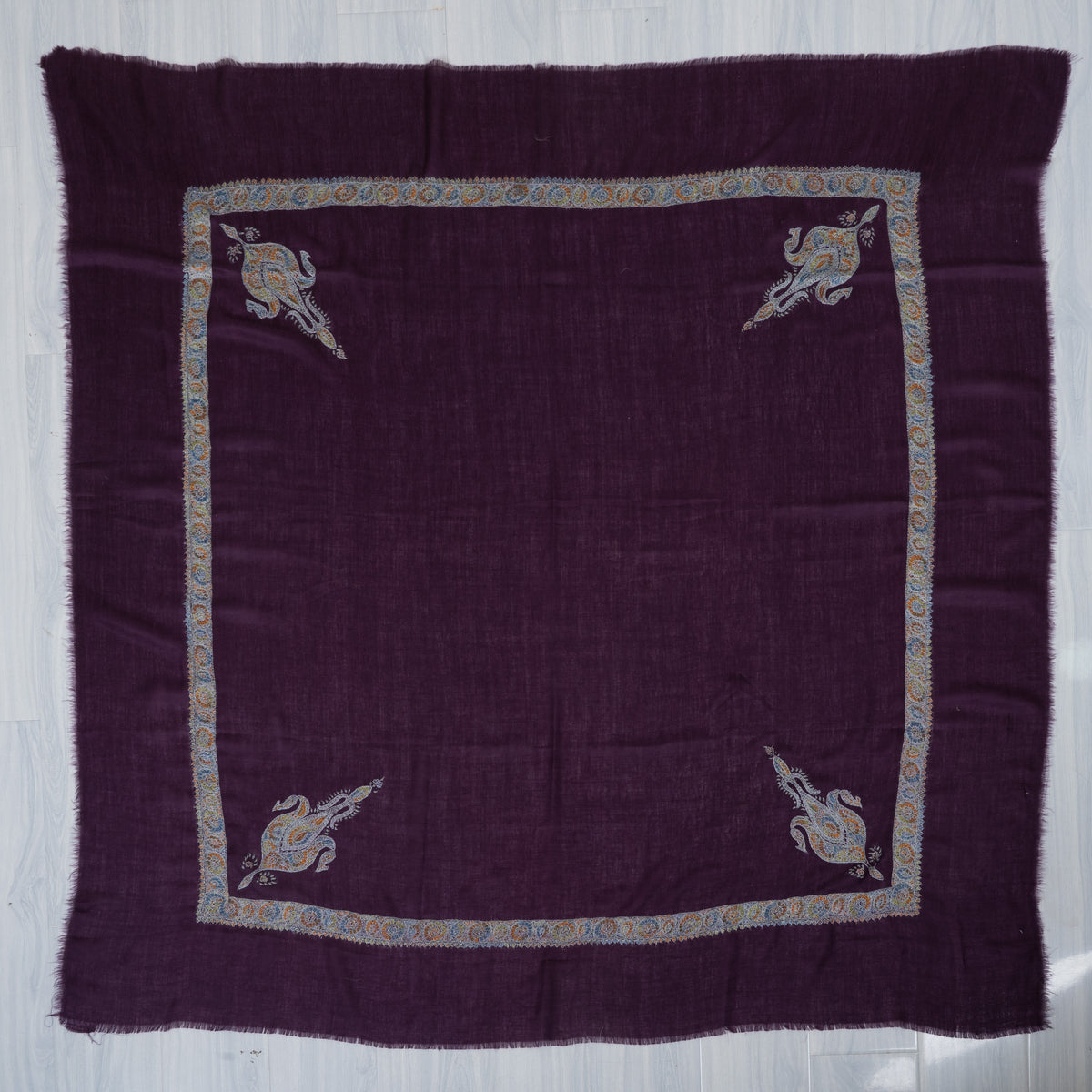 Royal Amethyst Cashmere Rumal — Sozni Hand Embroidered