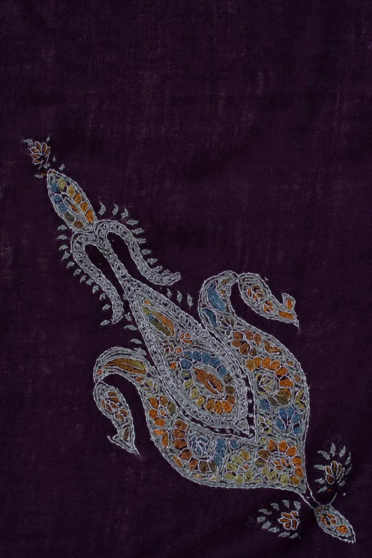 Royal Amethyst Cashmere Rumal — Sozni Hand Embroidered