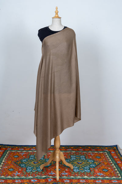 Sadaa Taupe: Minimalist plain Merino Wool Shawl