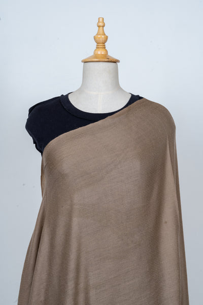 Sadaa Taupe: Minimalist plain Merino Wool Shawl